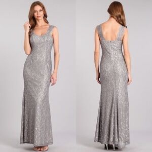 MY Fashion 1712 Gray Silver Lace Dress